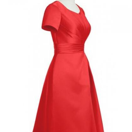Short Sleeve Prom Dress,red Prom Dress,sexy..
