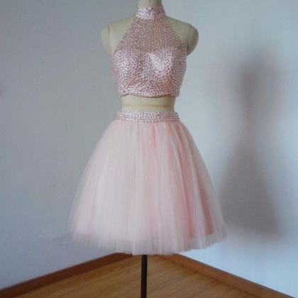 2 Piece Prom Dress,pink Prom Dress, Graduation..