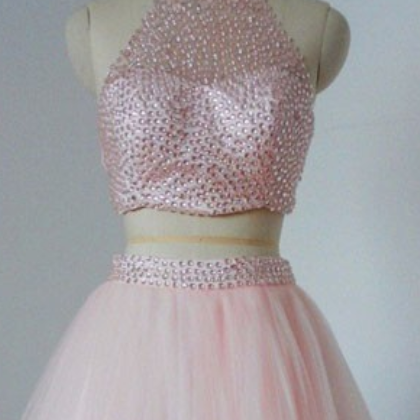 2 Piece Prom Dress,pink Prom Dress, Graduation..