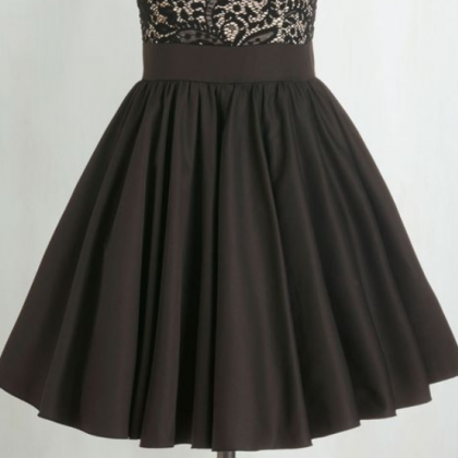 Vintage Prom Dress, Black Lace Prom Gowns, Mini..