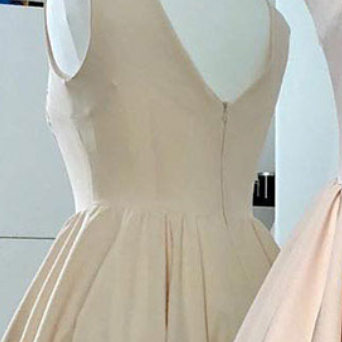 Champagne Sleeveless Ruched Homecoming Dress With..