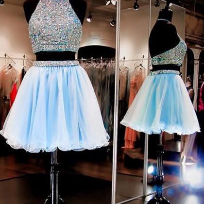 Two Pieces Baby Blue Homecoming Dress,graduation..