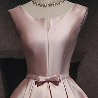 Pretty Halter Rose Pink Satin Sheath Cocktail Dress Short Homecoming Dress Y9429 main image 0