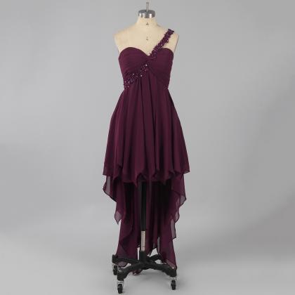 Asymmetric High Low Plum Homecoming Dress With..