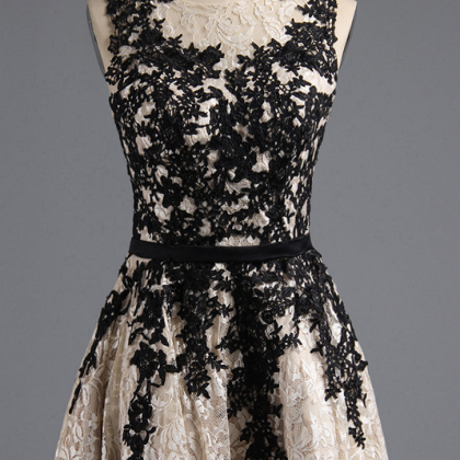 A-line Scoop Neck Lace Homecoming Dress With A..