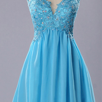 High Neck Prom Dresses With Lace Appliques, Light..