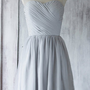 Short Bridesmaid Dress, Light Gray Bridesmaid Gown..