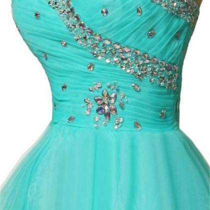 Short Puffy Prom Dresses,sweetheart Ball Gown Blue..