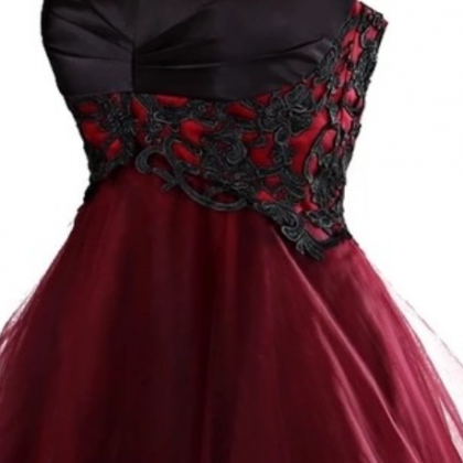 Burgundy Homecoming Dresses,lace Appliques Empire..