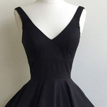 Homecoming Dresses,simple V Neck Black Short Prom..