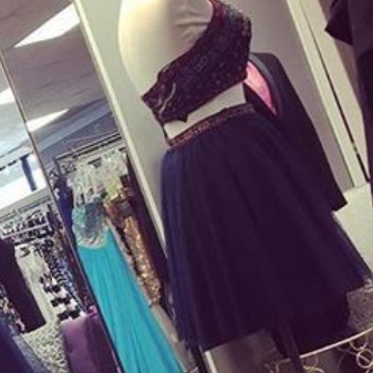 Sexy Two Piece Homecoming Dress,White Party Dress Y5353 main image 1