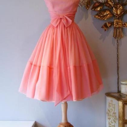 Homecoming Dress, Vintage Ball Gown, Crew Neck..