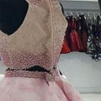Two Piece Short Memaid V-neck Backless Sequined Prom Homecoming Dresses