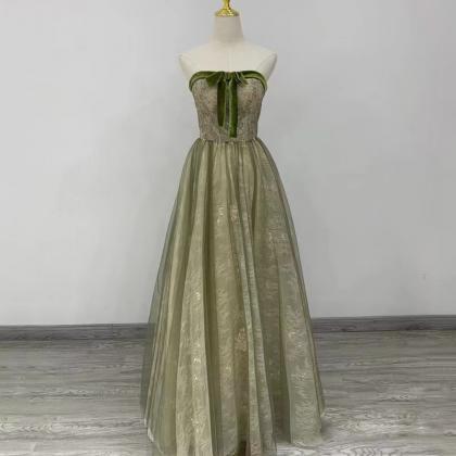 Strapless Prom Dress,fresh Party Dress,fairy Green..