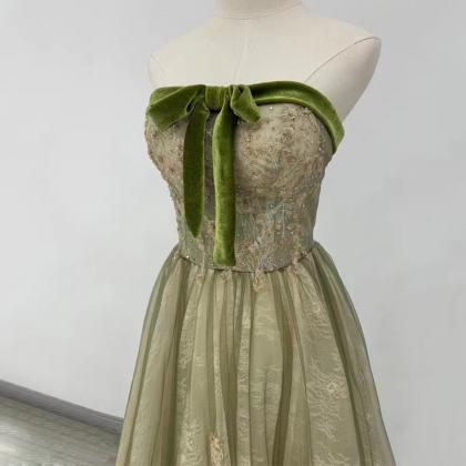 Strapless Prom Dress,fresh Party Dress,fairy Green..