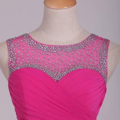 Prom Dresses Scoop Chiffon With Beads And Ruffles..