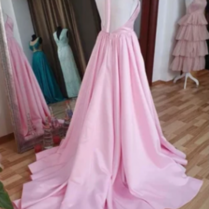 High Neck Satin Long Prom Dress,evening Dress,..