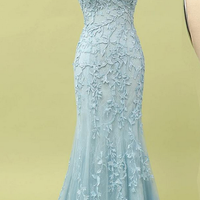 Lace Mermaid Prom Dress, Modest Beautiful Long..
