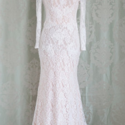 Elegant Mermaid Lace Formal Prom Dress, Beautiful..