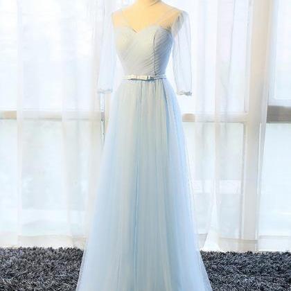 Elegant Tulle V-neck Sleeveless Formal Prom Dress,..