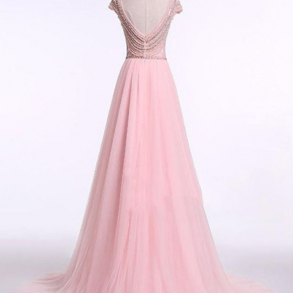 Elegant Tulle Long A-Line Prom Dress, Beautiful Evening Party Dress