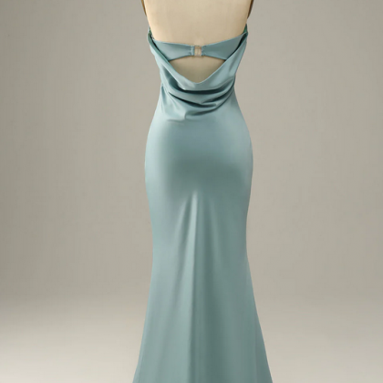 Classy Mermaid Halter Satin Long Prom Dress, Evening Dress