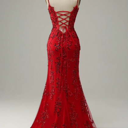 Elegant A-line Straps Applique Formal Prom Dress,..