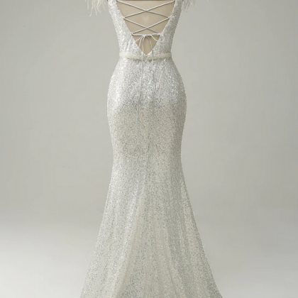Elegant V Neck Sequins Formal Prom Dress, Beautiful Prom Dress, Banquet ...