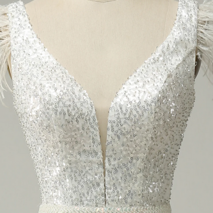Elegant V Neck Sequins Formal Prom Dress, Beautiful Prom Dress, Banquet ...