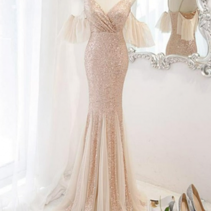 Prom Dresses Sequins And Tulle Mermaid Long Party..