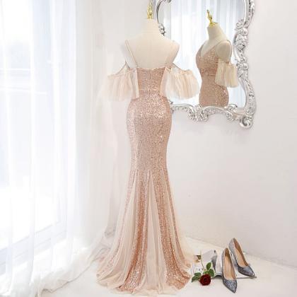 Prom Dresses Sequins And Tulle Mermaid Long Party..