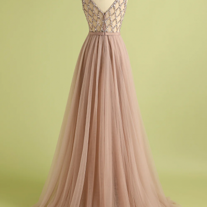 Tulle Beading Prom Dress Evening Gown Elegant..