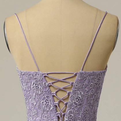 A Line Strapless Light Purple Long Prom Dress With..