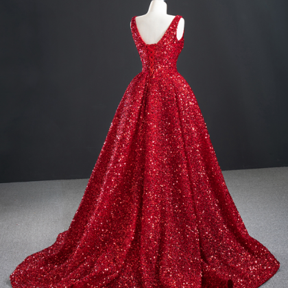 Prom Dresses,red Sequin Gowns Front Short Midi..