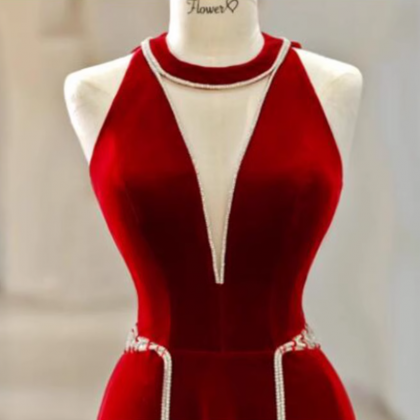 Prom Dresses,red Temperament Satin Evening Gowns..