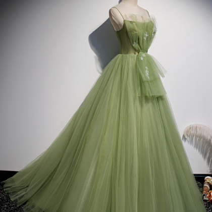 Prom Dresses,evening Gowns Green Color Veil Halter..