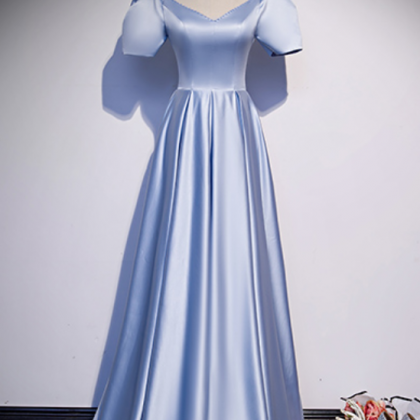 Prom Dresses,high End Noble Blue Satin Formal..