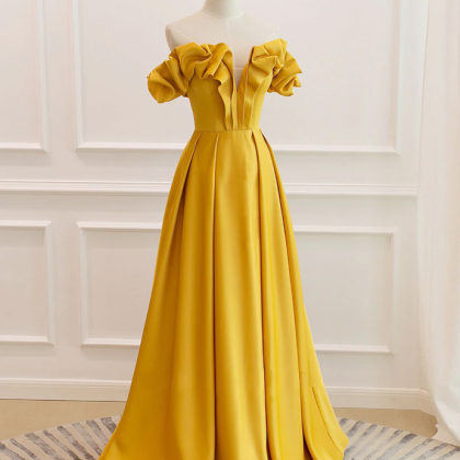 Prom Dresses,yellow Elegant Party Dresses..