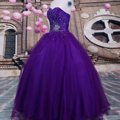 Prom Dresses,sexy Strapless Purple Saree Beaded..