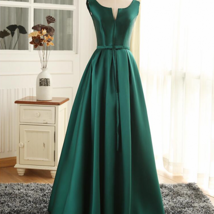 Prom Dresses,,satin Simple Green A-line Party..