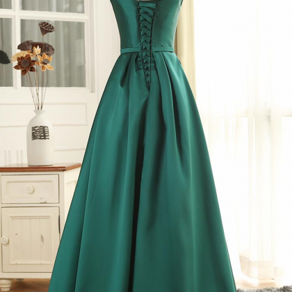Prom Dresses,,satin Simple Green A-line Party..