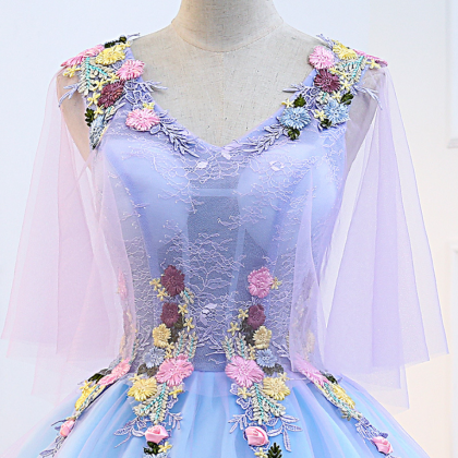 Prom Dresses,gorgeous Stunning Sky Blue Embroidery..