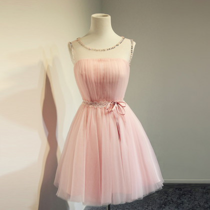 Homecoming Dresses,sweet And Cute Pink Tulle Round..