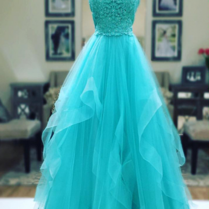 Prom Dresses,turquoise Prom Dresses Elegant Lace..