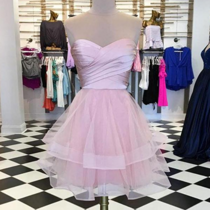 Homecoming Dresses,cute Sweetheart Neck Pink Prom..