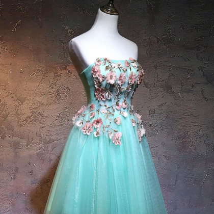 Homecoming Dresses,green Tulle Lace Applique Short..