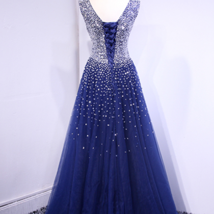 Prom Dresses, Evening Gowns Navy Blue Long Double..