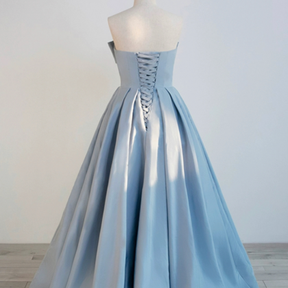 Prom Dresses,strapless Satin Blue Evening Gowns..
