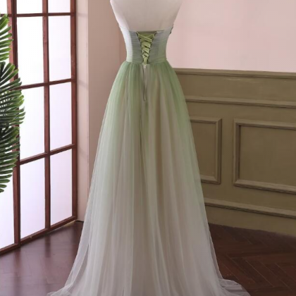 Prom Dresses,charming Green Gradient Tulle Full..