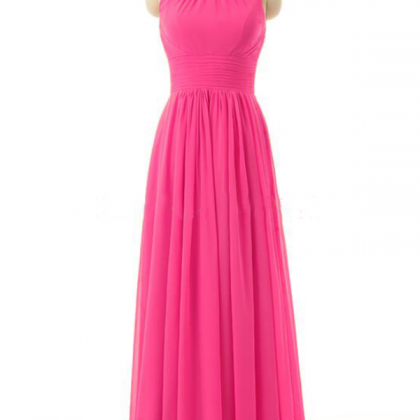 Prom Dresses,charming Long Jewel Neckline Pink..